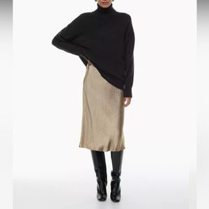 Aritzia Babaton Satin Midi Skirt in Chocolate Brown. NWT.